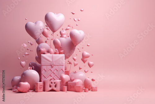 Valentine's day love concept Minimal love concept. Valentine's Day or wedding party decoration. Metallic balloon.background
