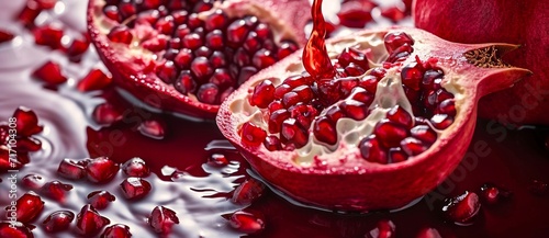 Nature's ruby treasure cascades into a glass, a vibrant reminder of the power of natural foods photo