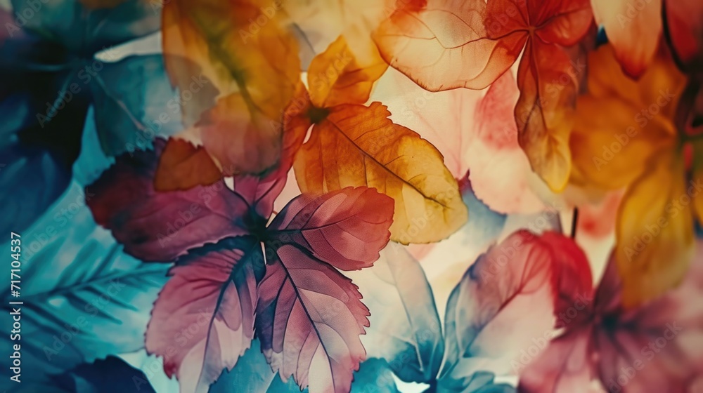 A detailed view of a bunch of leaves. This image can be used to showcase the beauty of nature or to represent the changing seasons