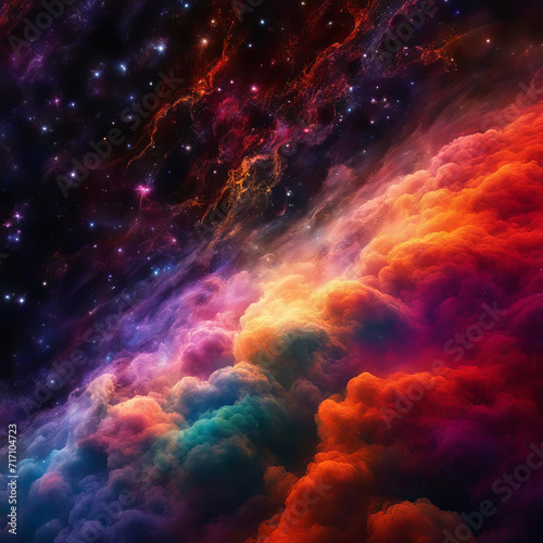 Rainbow cosmic clouds and nebulae.