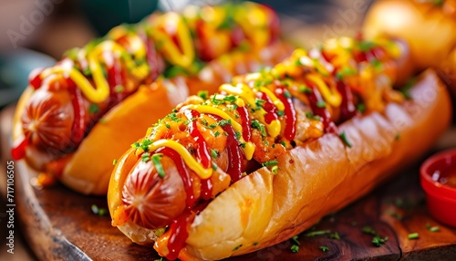 Delicious grilled hotdog photo