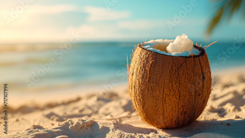 coconut drink on the beach
