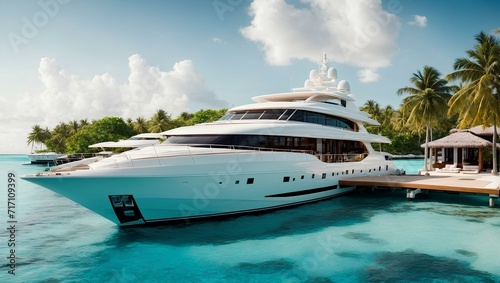 luxury yacht in the sea in Maldives. Travel