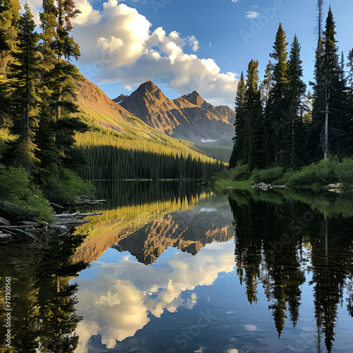 lake and mountains