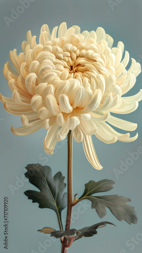 Chrysanthemum blooms in yellow on a green background. Beautiful autumn flower.