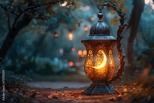 lantern background Ramadhan Kareem generated ai photo