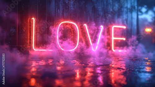 Heart Shape Made of Neon Lights with the word LOVE