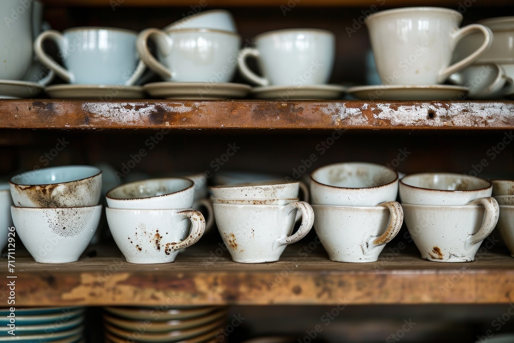 lots of empty dirty white coffee cups ,we are hiring lots of empty dirty white coffee cups ,we are hiring