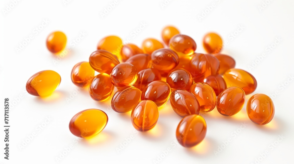 Orange Softgels on White Background Orange Softgels on White Background