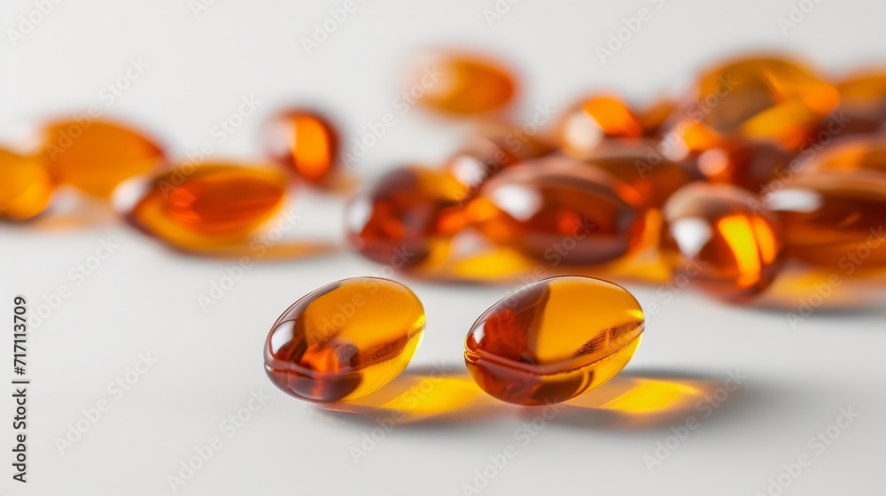 Orange Softgels on White Background