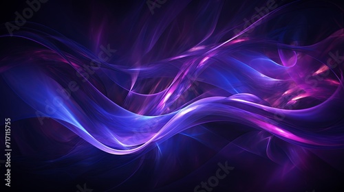 Glowing silver and violet ribbons dancing brilliantly
