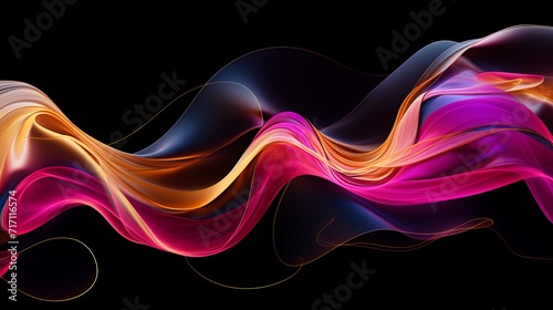 Vivid neon pink and golden ribbons swirling in unison background