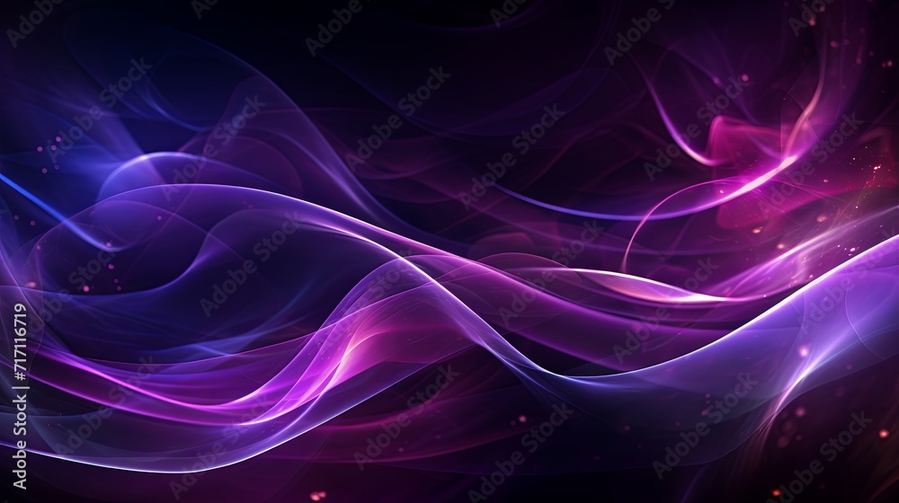 Vivid violet and neon yellow ribbons swirling brilliant