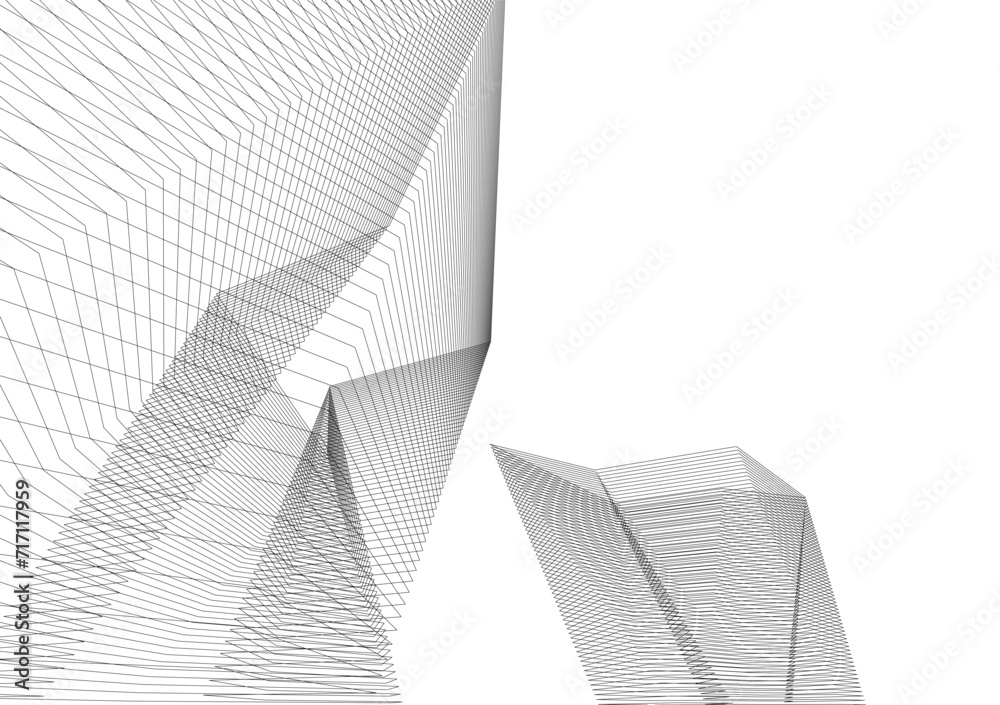 architecture building linear vector 3d illustration architecture building linear vector 3d illustration