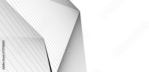 architecture building linear vector 3d illustration 