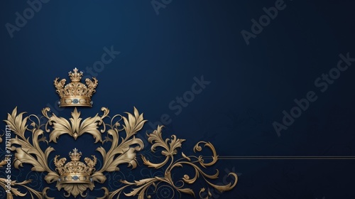 a blue background with a royal-style design, showcasing a website for a gold agency, the regal essence with intricate details and design elements that convey sophistication.