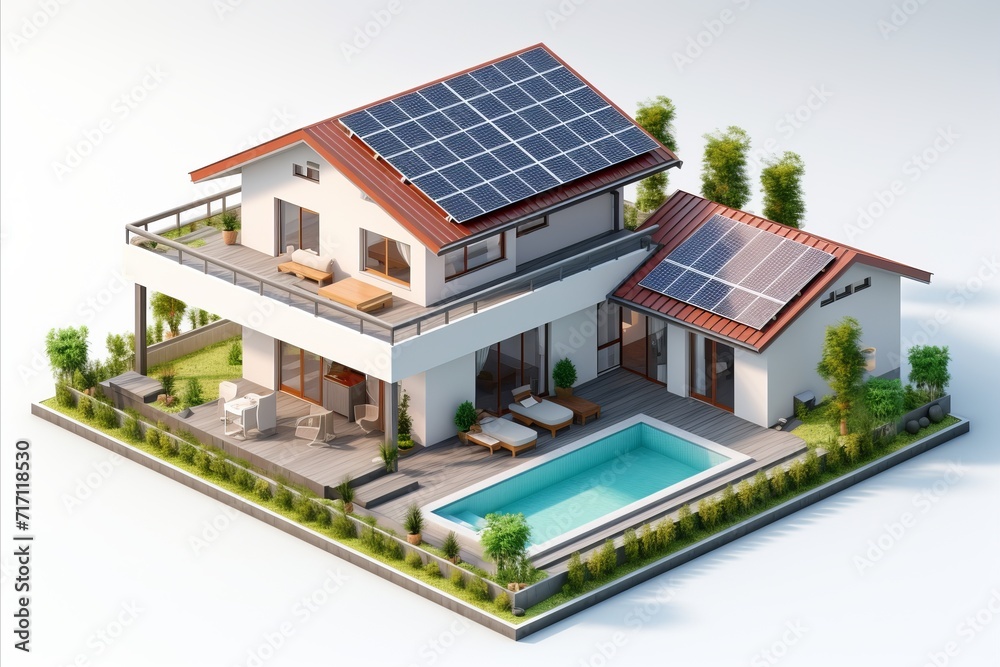 Futuristic smart home with solar panels. embracing renewable energy for a sustainable future Futuristic smart home with solar panels. embracing renewable energy for a sustainable future