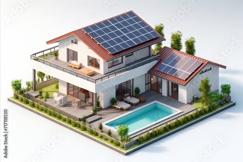 Futuristic smart home with solar panels. embracing renewable energy for a sustainable future © sorin