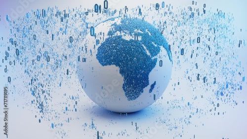 4K World globe turning around expelling bytes