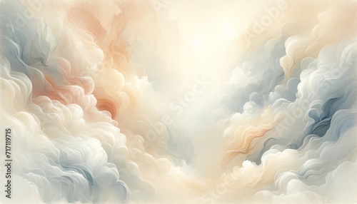 An exquisite, soft-hued painting of clouds with a serene, dream-like quality, evoking a sense of calm and wonder.
