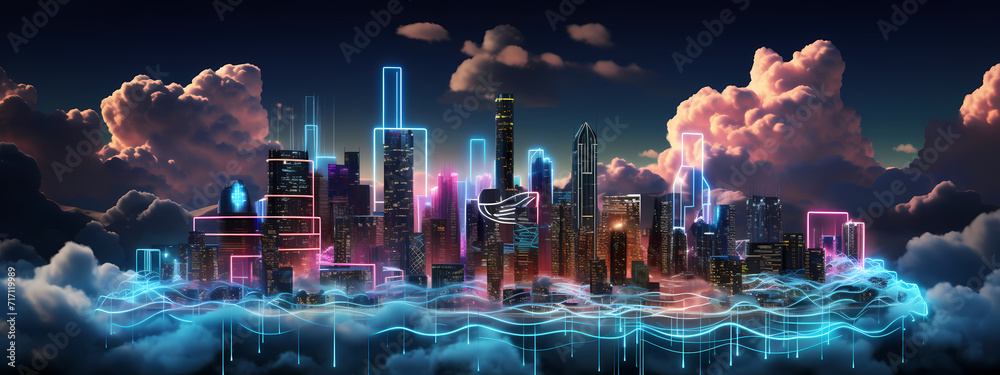 Neon Cloud Nexus: Illuminating the Digital Skyline