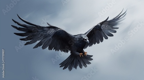 simple crow flying in air photo