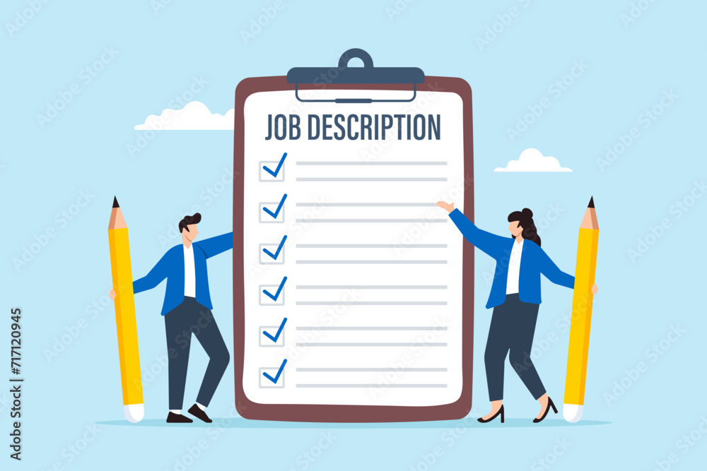 Business people writing job description document Business people writing job description document