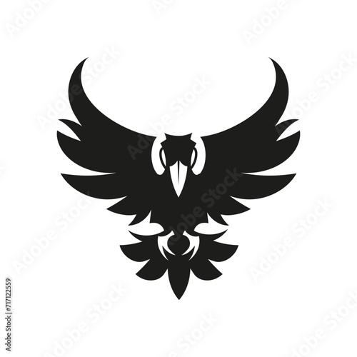 Crow vector black line illustration isolated white. Sketch