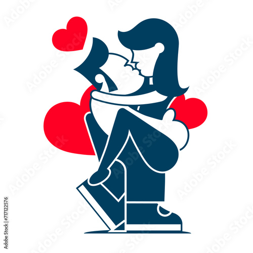 First date linear icon. Initial meeting. Tips on having successful first date. Falling in love Thin line customizable illustration. Contour symbol. Vector isolated outline drawing.