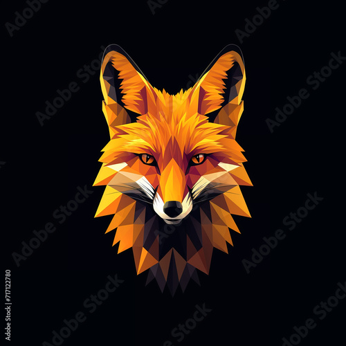 vibrant colorful trendy three-dimensional minimalistic fox logo sign with gradient for conspicuous isometric logotype design