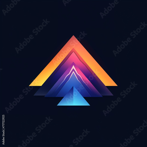 vibrant colorful trendy three-dimensional minimalistic mountain logo sign with gradient for conspicuous isometric logotype design