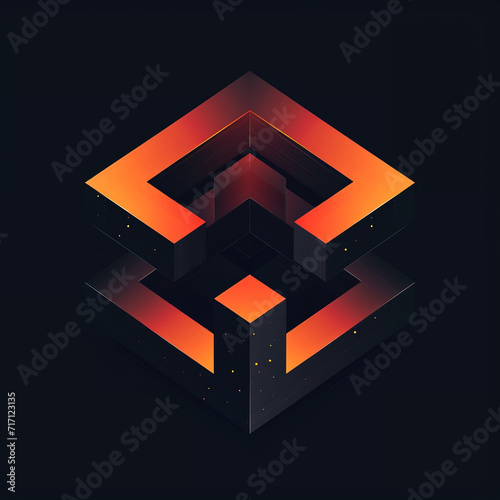 vibrant colorful trendy three-dimensional minimalistic logo sign with gradient for conspicuous isometric logotype design