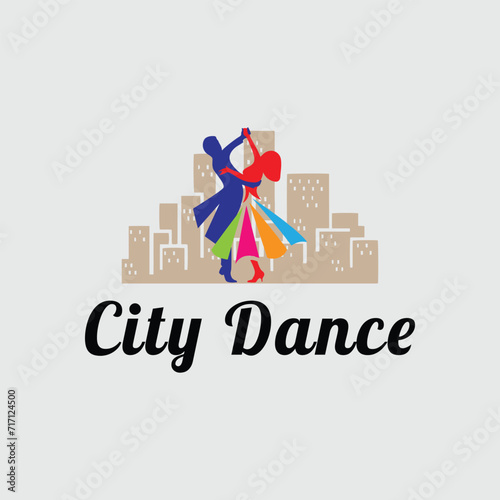 romantic couple dance logo design logo vector