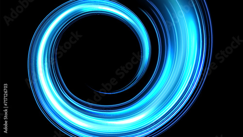 Abstract Glowing Spiral Effect on Dark Background, Vector Illustration