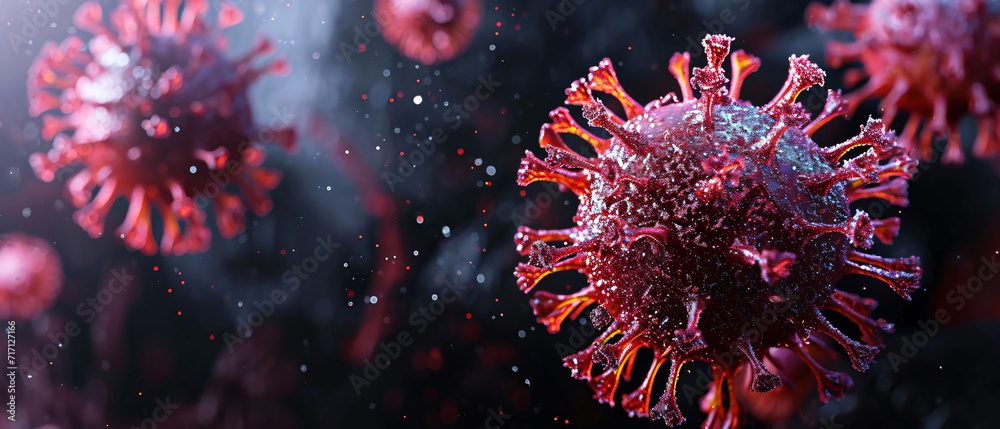 red purple virus bacteria floating in the air red purple virus bacteria floating in the air