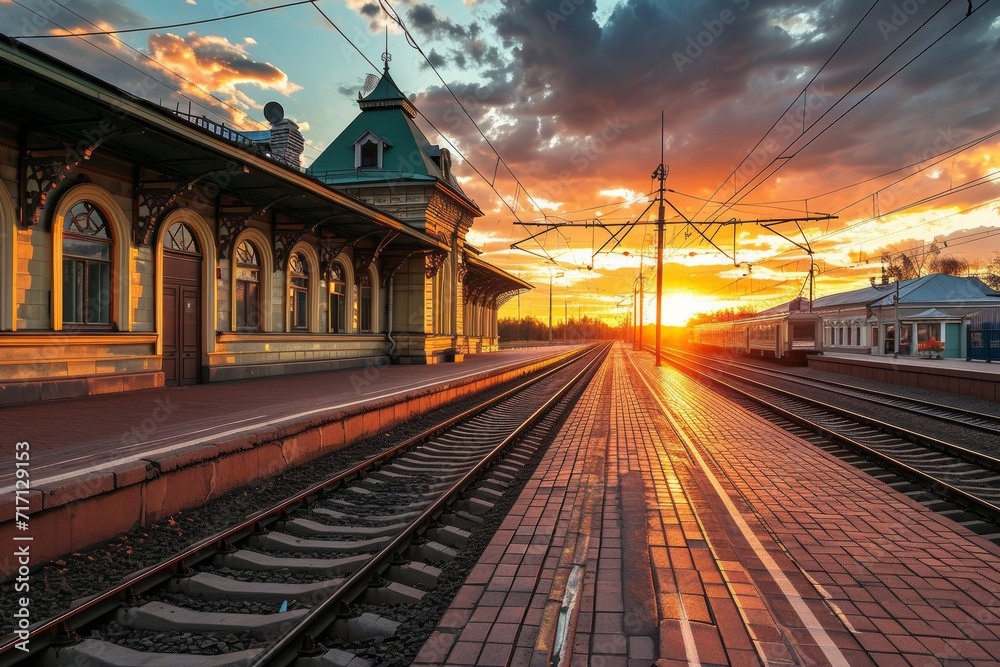 Fototapeta premium railway station,train travelling concept