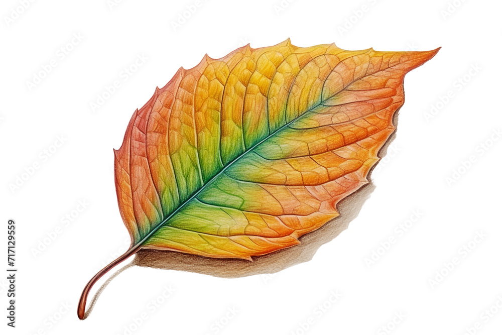 Dried Leaf Color Pencil Drawing