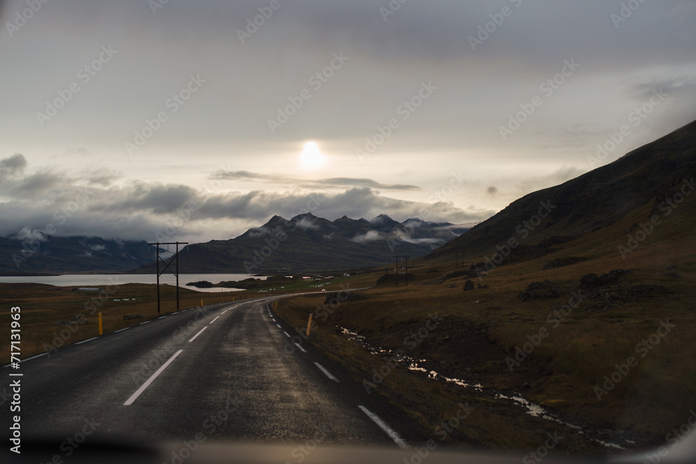 Fototapeta premium Traveling and exploring Iceland landscapes and famous places. Autumn tourism by Atlantic Ocean and mountains. Outdoor views on beautiful cliffs and travel destinations.