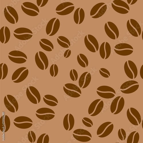 Coffee. Coffee theme. Desserts. Vector seamless illustration with  coffee beans. Hot invigorating drink. Eps 10