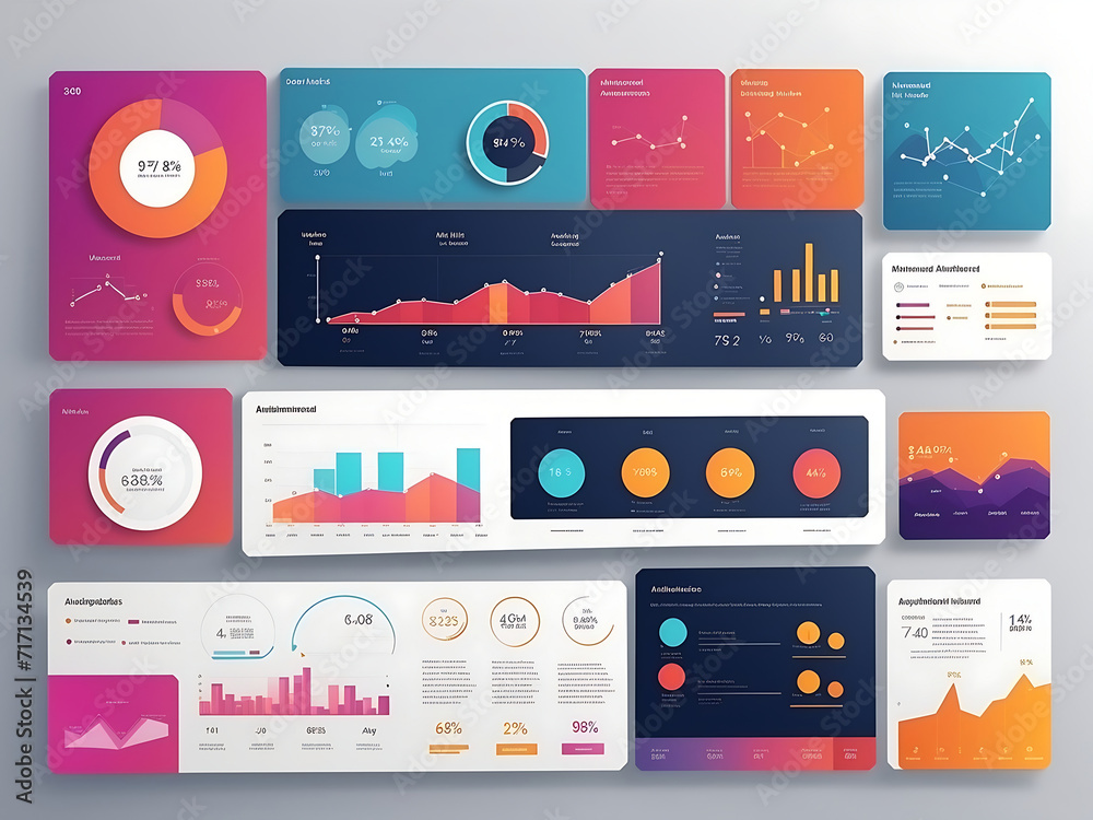 Modern infographic with template and chart statistics. Dashboard Infographics presentation.UI dashboard concept. Chart graph elements for data analytics and statistics. UI, UX, KIT elements design. - obrazy, fototapety, plakaty 