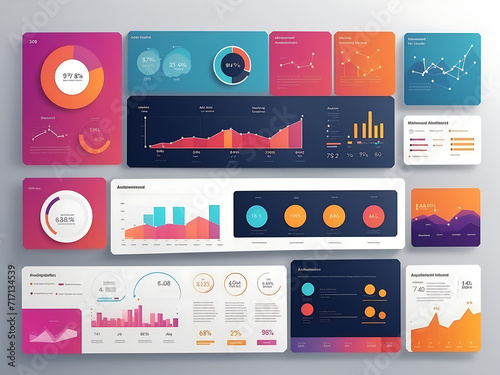 Modern infographic with template and chart statistics. Dashboard Infographics presentation.UI dashboard concept. Chart graph elements for data analytics and statistics. UI, UX, KIT elements design. photo