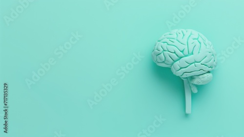 Minimalistic human brain model on a turquoise background