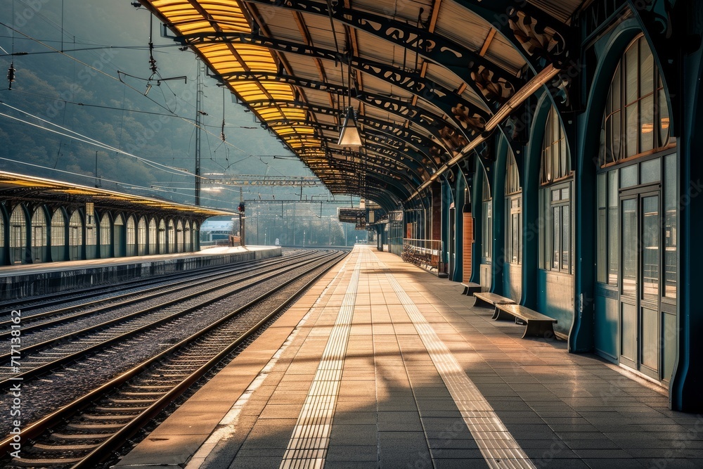 Fototapeta premium railway station,train travelling concept