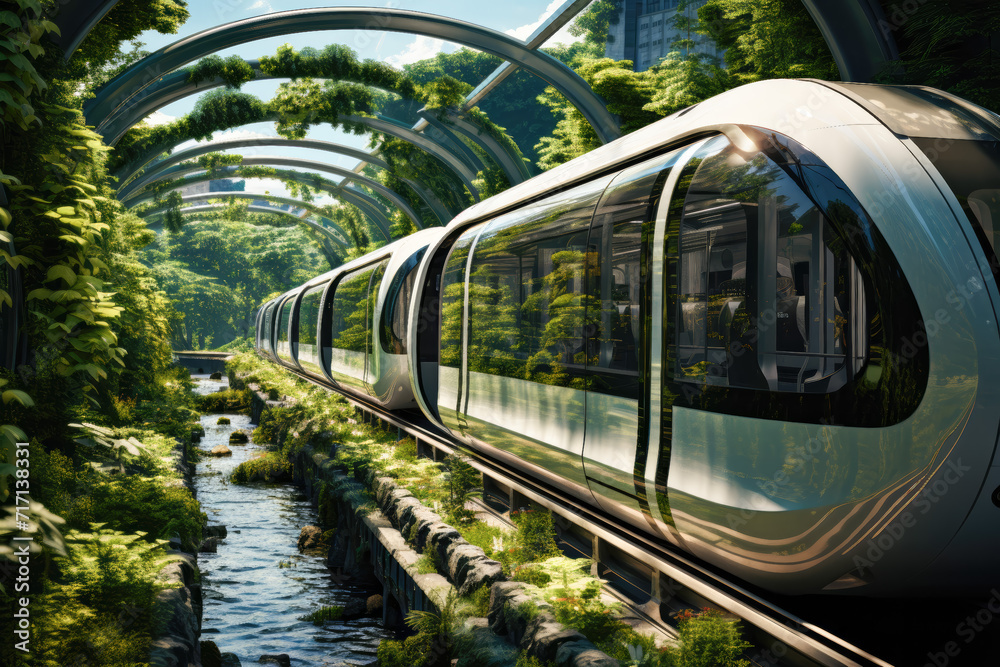 Fototapeta premium Innovation in Sustainable Transportation. Generative ia.