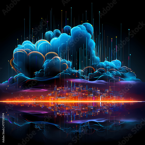 Neon Data Stream: The Flowing Rhythms of the Cloud