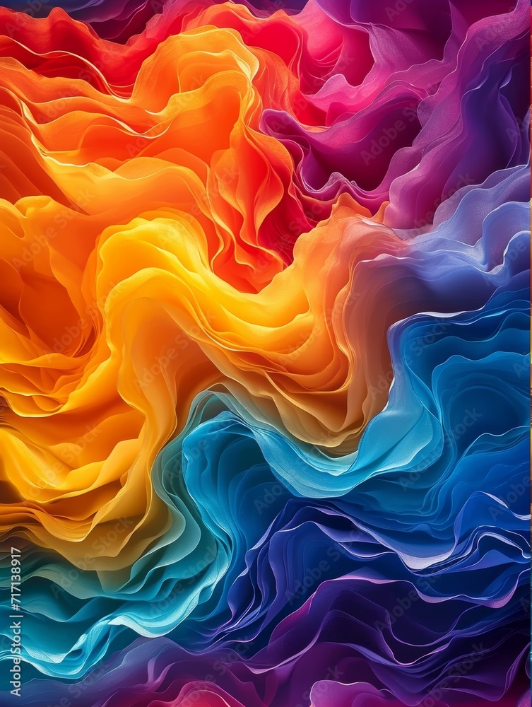 Obraz premium Vibrant Abstract Art Trio: Fluid Waves, Textured Sunset, and Colorful Swirls in Dynamic Movement