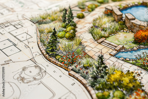 Comprehensive blue prints garden irrigation project featuring meticulous plans for efficient and sustainable watering systems.
