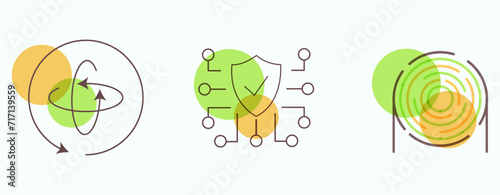 Improve Efficiency, Integrated OT Security and Minimize Safety Risk Icons. Security icon set. Containing secured payment, encryption, safety, insurance, data protection, detector, sensor, locked.
