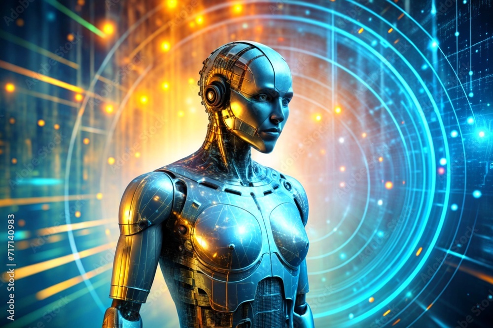 Abstract Artificial Robot Brain Visualization Background Abstract Artificial Robot Brain Visualization Background