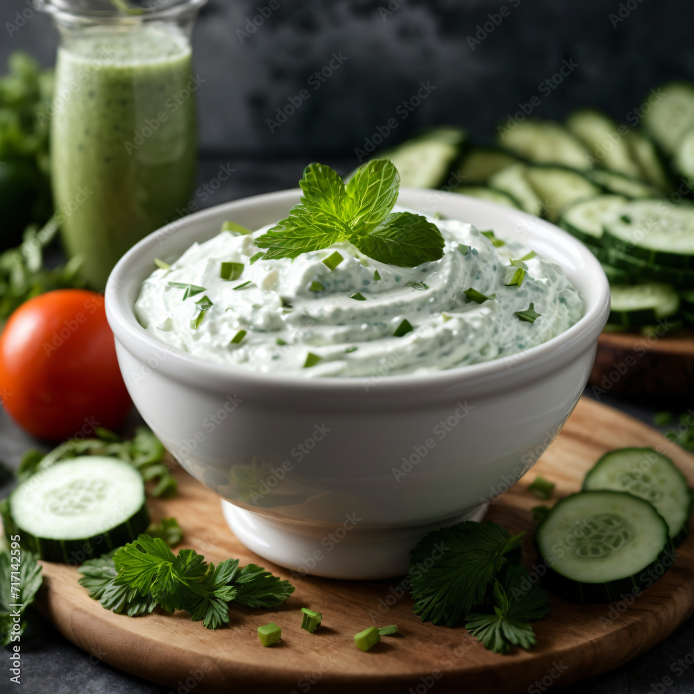 Minted Yogurt Dip with Cucumber - Refreshing Dip with a Hint of Mint Minted Yogurt Dip with Cucumber - Refreshing Dip with a Hint of Mint